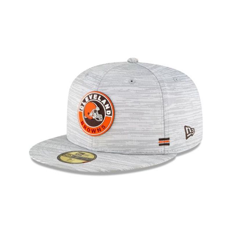 NFL Cleveland Browns Official Fall Sideline 59Fifty Fitted (CUM7916) - Grey New Era Caps